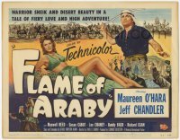 3x164 FLAME OF ARABY TC '51 Jeff Chandler, Maureen O'Hara, a tale of fiery love & high adventure!