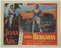 3x741 JOAN OF ARC LC #2 '48 close up of worried Ingrid Bergman in armor with sword drawn!