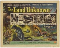 3x264 LAND UNKNOWN TC '57 a paradise of hidden terrors, cool art of dinosaurs by Ken Sawyer!