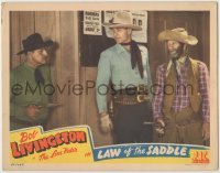 3x771 LAW OF THE SADDLE LC '43 Bob Livingston & Fuzzy St. John draw guns on bad guy!