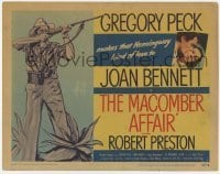 3x278 MACOMBER AFFAIR TC '47 full-length art of Gregory Peck with rifle, Joan Bennett, Hemingway!