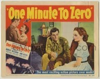 3x834 ONE MINUTE TO ZERO LC #3 '52 close up of Robert Mitchum & Ann Blyth, Howard Hughes!