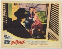 3x852 PITFALL LC #5 '48 cool close up of Dick Powell & sexy Lizabeth Scott held at gunpoint!