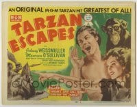 3x457 TARZAN ESCAPES TC R54 great artwork of Johnny Weissmuller, Maureen O'Sullivan & Cheeta!