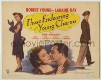 3x468 THOSE ENDEARING YOUNG CHARMS TC '45 Robert Young winks at beautiful Laraine Day & kisses her!