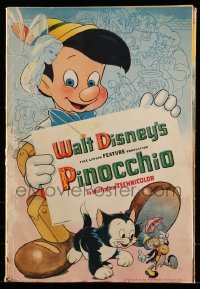 3y075 PINOCCHIO pressbook '40 Disney classic cartoon, includes the full-color tipped-in herald!