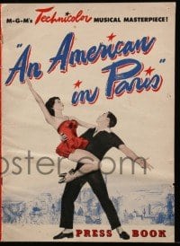 3y041 AMERICAN IN PARIS pressbook '51 great images of Gene Kelly dancing with sexy Leslie Caron!