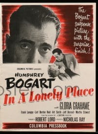3y064 IN A LONELY PLACE pressbook '50 huge headshot art of Humphrey Bogart, sexy Gloria Grahame!