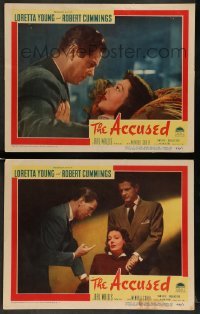 3z877 ACCUSED 2 LCs '49 directed by William Deterle, sexy Loretta Young & Robert Cummings!