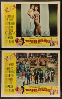 3z891 BIG CIRCUS 2 LCs '59 Victor Mature, Red Buttons, Fleming, Vincent Price & Peter Lorre shown!
