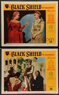 3z895 BLACK SHIELD OF FALWORTH 2 LCs '54 knight Tony Curtis & real life wife Janet Leigh, Rush!