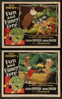 3z930 FUN & FANCY FREE 2 LCs '47 Disney, great cartoon image of bear greeting other forest animals!