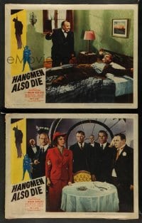 3z938 HANGMEN ALSO DIE 2 LCs '43 directed by Fritz Lang, Nazis, Anna Lee & Brian Donlevy!