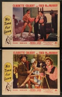 3z968 NO TIME FOR LOVE 2 LCs '43 Claudette Colbert, Fred MacMurray & sandhogs!