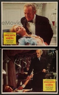 3z971 OLD DRACULA 2 int'l LCs '75 Vampira, great images of David Niven as Dracula, Clive Donner!