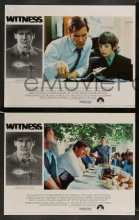 3z447 WITNESS 8 English LCs '85 cop Harrison Ford in Amish country, directed by Peter Weir!