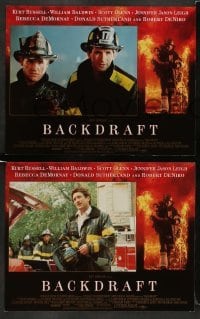3z041 BACKDRAFT 8 LCs '91 firefighter Kurt Russell, William Baldwin, directed by Ron Howard!