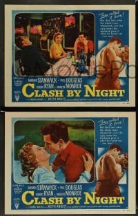 3z804 CLASH BY NIGHT 3 LCs '52 Fritz Lang, Barbara Stanwyck & Robert Ryan, Paul Douglas!