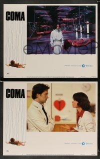 3z086 COMA 8 LCs '77 sexy Genevieve Bujold, Michael Douglas, directed by Michael Crichton!