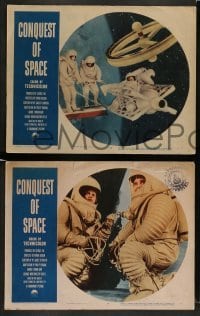 3z092 CONQUEST OF SPACE 8 LCs '55 George Pal sci-fi, great images of astronauts & space!
