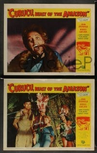 3z462 CURUCU, BEAST OF THE AMAZON 7 LCs '56 best c/u of monster's claw attacking Beverly Garland!