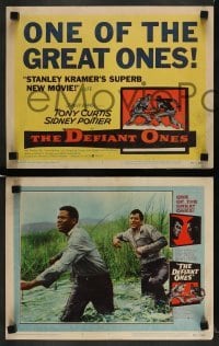 3z111 DEFIANT ONES 8 LCs '58 escaped cons Tony Curtis & Sidney Poitier chained together on the run!