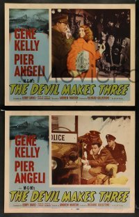 3z645 DEVIL MAKES THREE 5 LCs '52 Gene Kelly, Richard Egan, Pier Angeli, she's been mixed up before