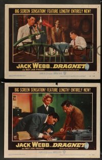 3z566 DRAGNET 6 LCs '54 Jack Webb as detective Joe Friday, Ben Alexander as Frank Smith!