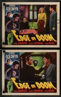 3z469 EDGE OF DOOM 7 LCs '50 great images of Farley Granger, sexy Mala Powers!