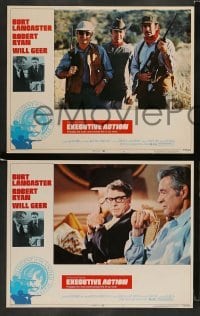 3z572 EXECUTIVE ACTION 6 LCs '73 Burt Lancaster, Robert Ryan, Will Geer, two candids!