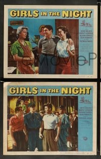 3z482 GIRLS IN THE NIGHT 7 LCs '53 Joyce Holden, Harvey Lembeck, Glenda Farrell!