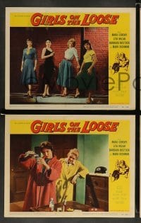 3z483 GIRLS ON THE LOOSE 7 LCs '58 bad girls Mara Corday, Lita Milan, gangs who stop at nothing!