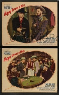 3z486 HOPPY SERVES A WRIT 7 LCs '43 William Boyd as Hopalong Cassidy, Reeves, Robert Mitchum shown!