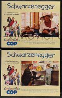 3z251 KINDERGARTEN COP 8 LCs '90 Arnold Schwarzenegger has his hands full!