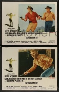 3z312 NEVADA SMITH 8 LCs '66 great images of cowboys Steve McQueen, Brian Keith, Karl Malden!