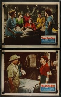 3z520 THREE CAME HOME 7 LCs '49 images of Claudette Colbert, women without their men!