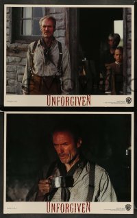 3z429 UNFORGIVEN 8 LCs '92 Clint Eastwood, Gene Hackman, Morgan Freeman, Richard Harris