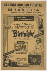 4a032 BIRTHRIGHT herald '51 a night of pleasure, a lifetime of regret, shown with Reefer Madness!