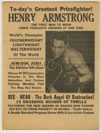 4a112 HENRY ARMSTRONG herald + arcade card '40s Dark Angel of Destruction, world champion boxing!