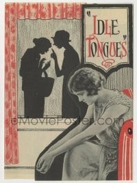 4a126 IDLE TONGUES die-cut herald '24 Percy Marmont & Doris Kenyon in Thomas Ince's great drama!
