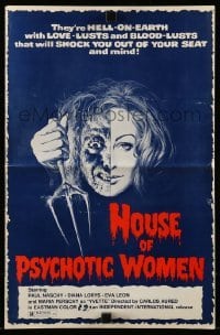 4a380 HOUSE OF PSYCHOTIC WOMEN pressbook '75 they're Hell-on-Earth with love-lusts & blood-lusts!