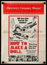 4a381 HOW TO MAKE A DOLL pressbook '68 Herschell Gordon Lewis, will sexy girls overrun the country!