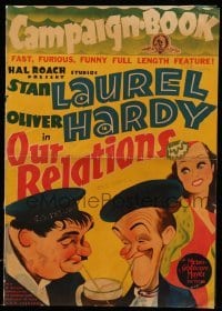 4a478 OUR RELATIONS pressbook covers '36 Stan Laurel & Oliver Hardy, many rare posters in color!