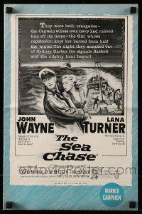 4a525 SEA CHASE pressbook '55 great seafaring artwork of John Wayne & Lana Turner + ship!