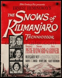 4a544 SNOWS OF KILIMANJARO pressbook '52 Gregory Peck, Susan Hayward & Ava Gardner in Africa!