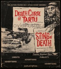 4a566 STING OF DEATH/DEATH CURSE OF TARTU pressbook '60s two action packed horror movies!