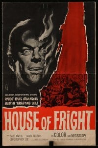 4a603 TWO FACES OF DR. JEKYLL pressbook '61 House of Fright, burning face art by Reynold Brown!