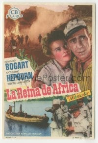 4a646 AFRICAN QUEEN Spanish herald '52 different image of Humphrey Bogart & Katharine Hepburn!