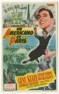 4a649 AMERICAN IN PARIS Spanish herald '52 different art of Gene Kelly dancing w/sexy Leslie Caron!