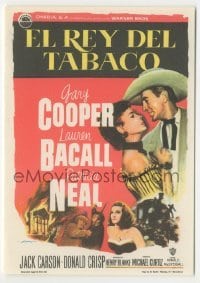 4a679 BRIGHT LEAF Spanish herald '50 great Albericio art of Gary Cooper & sexy Lauren Bacall!